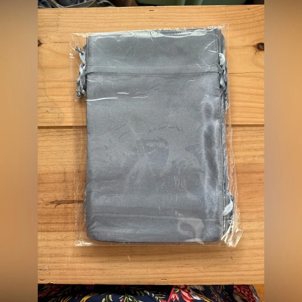 Dusty Blue Satin Wedding Party Favor Bags (12 bags)